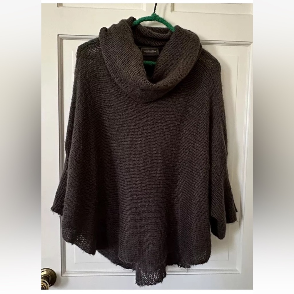Wooden Ships Anthropologie Mohair Wool Oversized Cowl Neck Poncho Sweater S/M